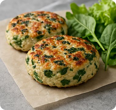 Imagen de Hamburguesas de pollo y espinaca al horno