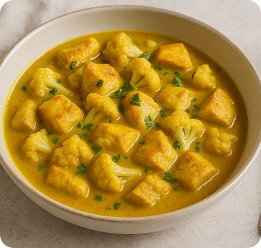 Imagen de Pollo al curry con leche de coco y coliflor