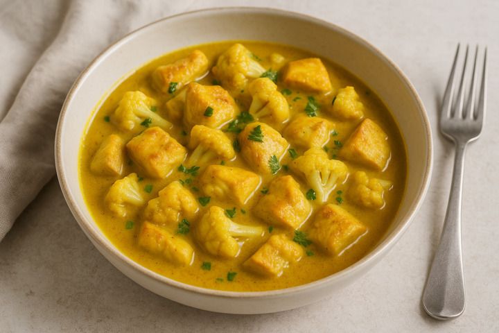 Imagen de Pollo al curry con leche de coco y coliflor